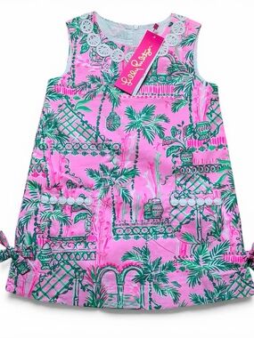 NWT Lilly Pulitzer Pink & Green Tropical Palm Shift Dress sz 3